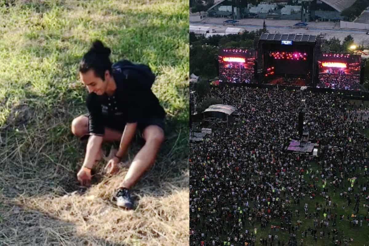 Joven entierra botellas de Whiskey en Fundidora para el Pal Norte