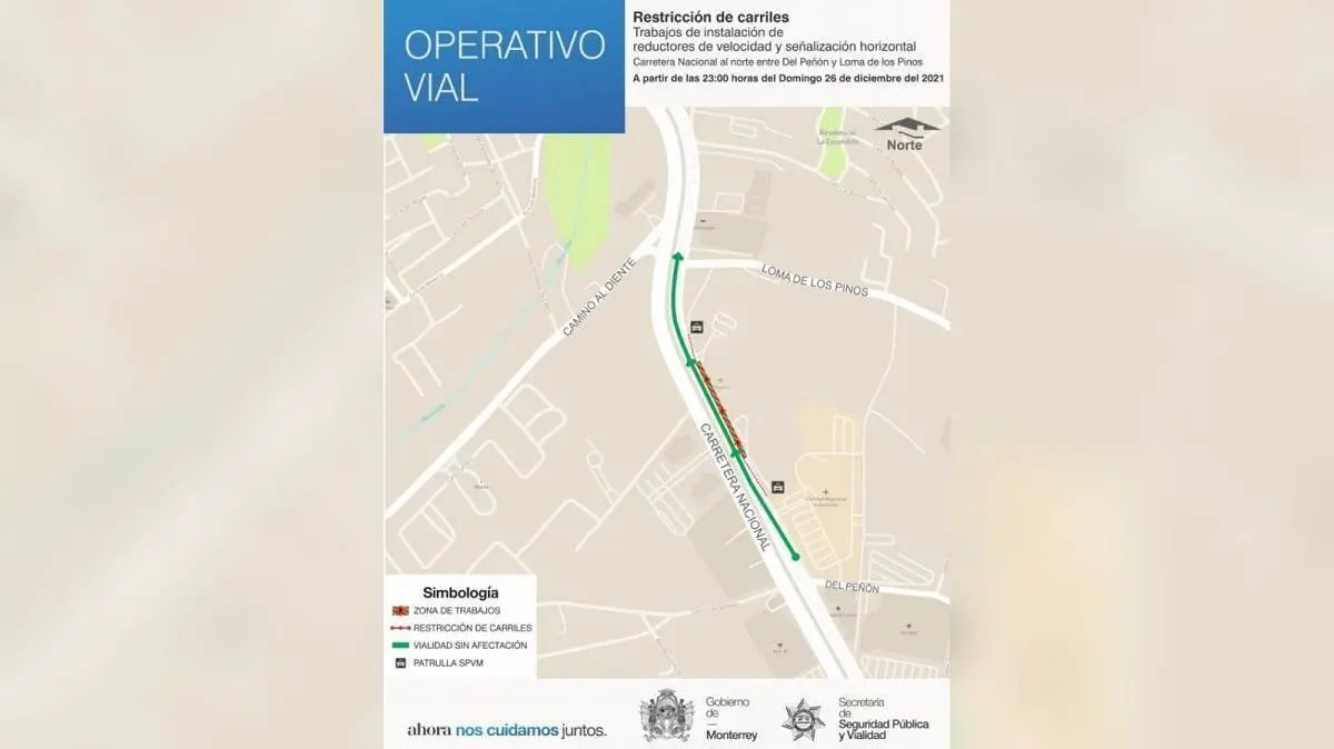 Cerrarán carriles en carretera Nacional; instalarán reductores de velocidad