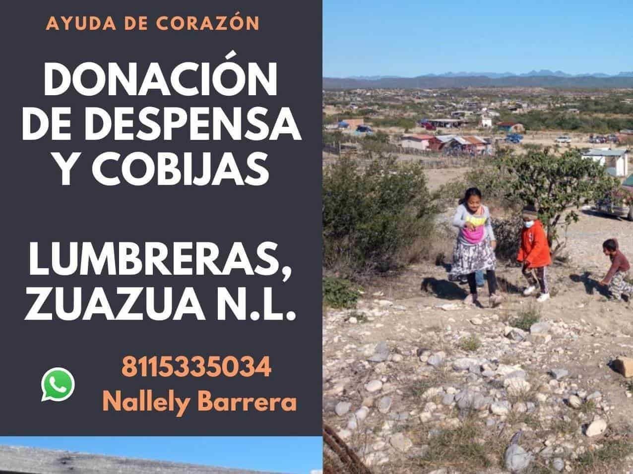 Llaman a donar artículos para comunidad de Lumbreras, Zuazua, NL