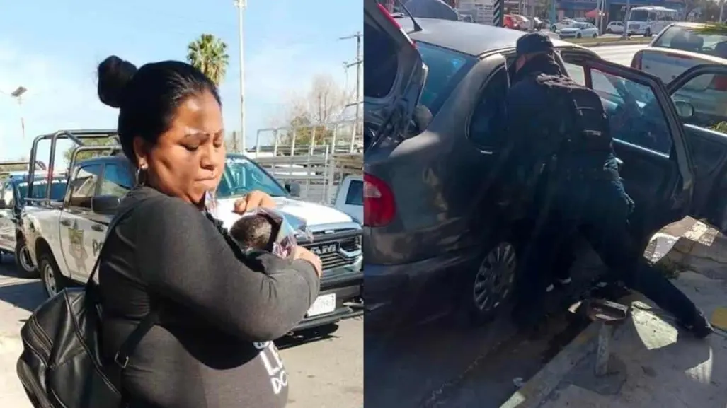 Policías de Monterrey apoyan a mujer a recibir su bebé en vía pública