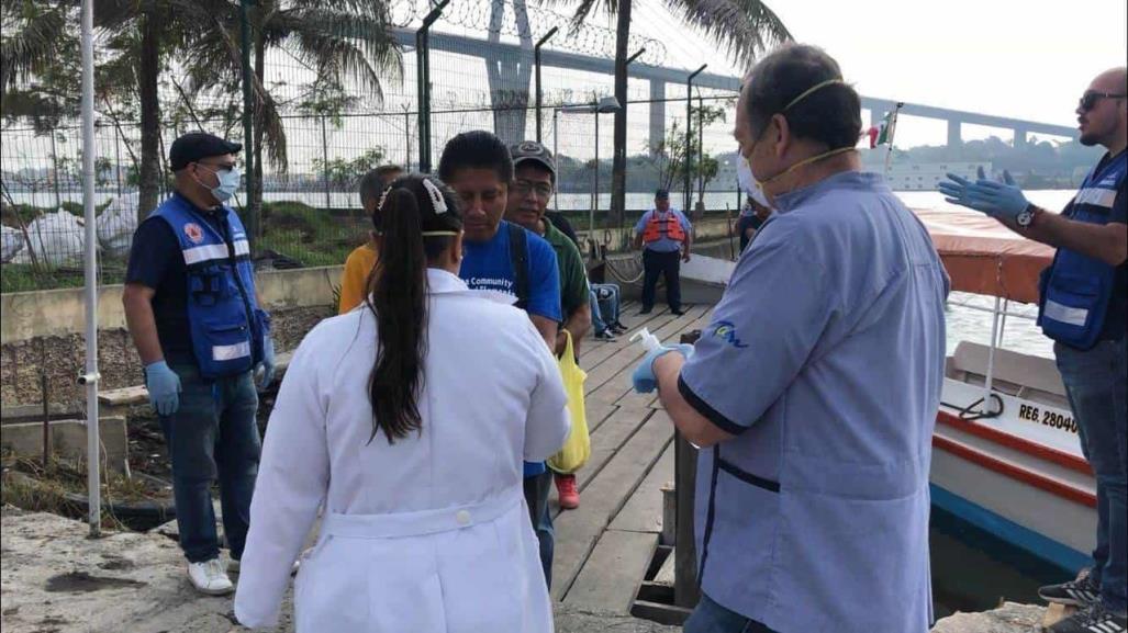 Sanitizan pasos de lanchas entre Veracruz y Tamaulipas