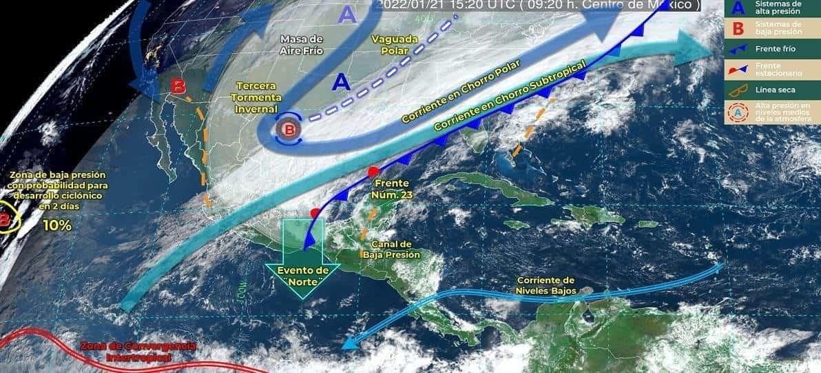 Se debilitará tercera tormenta invernal en norte y noreste de México