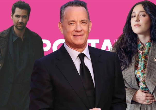 Mariana Treviño y Manuel García al set con Tom Hanks