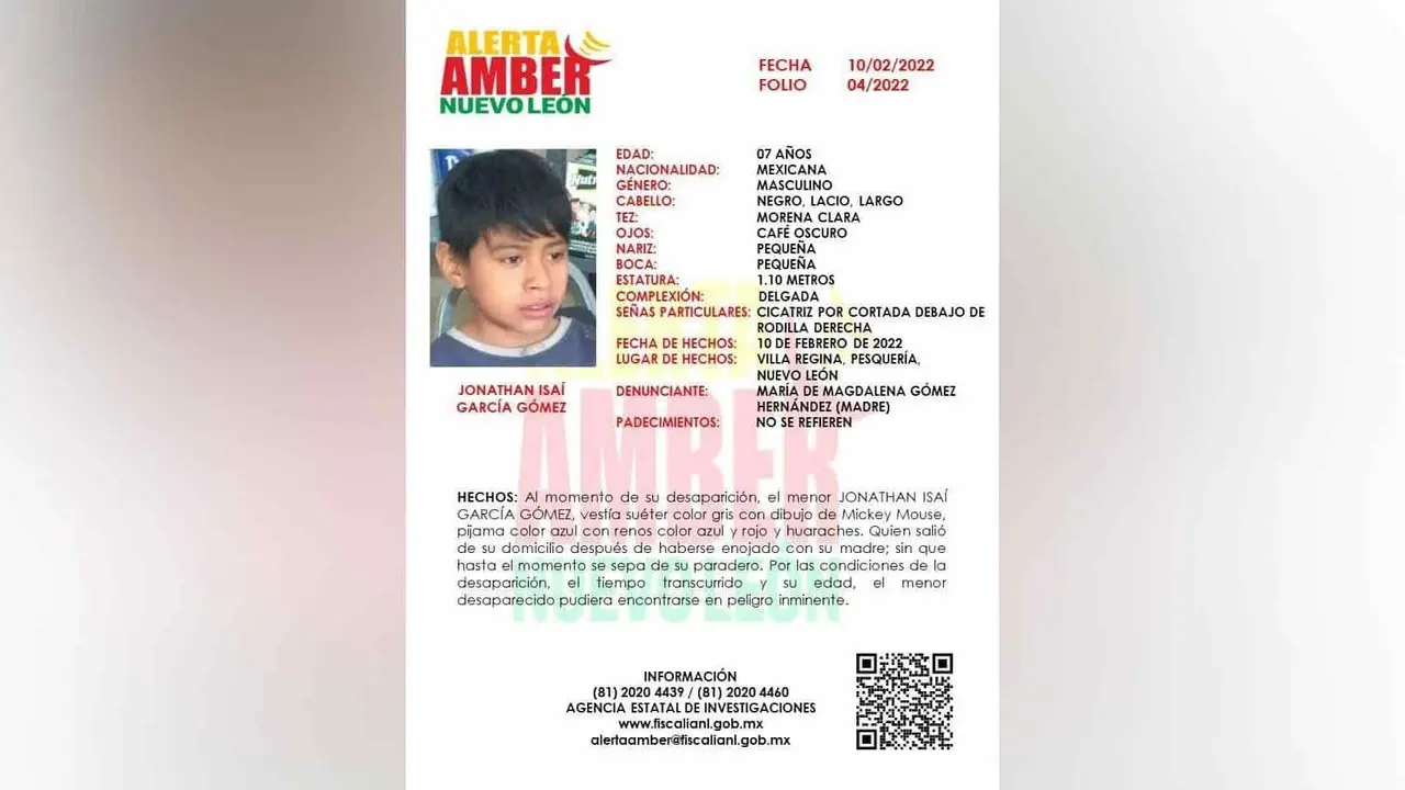 ¡Alerta Amber! Ayuda a Jonathan Isaí a volver a casa
