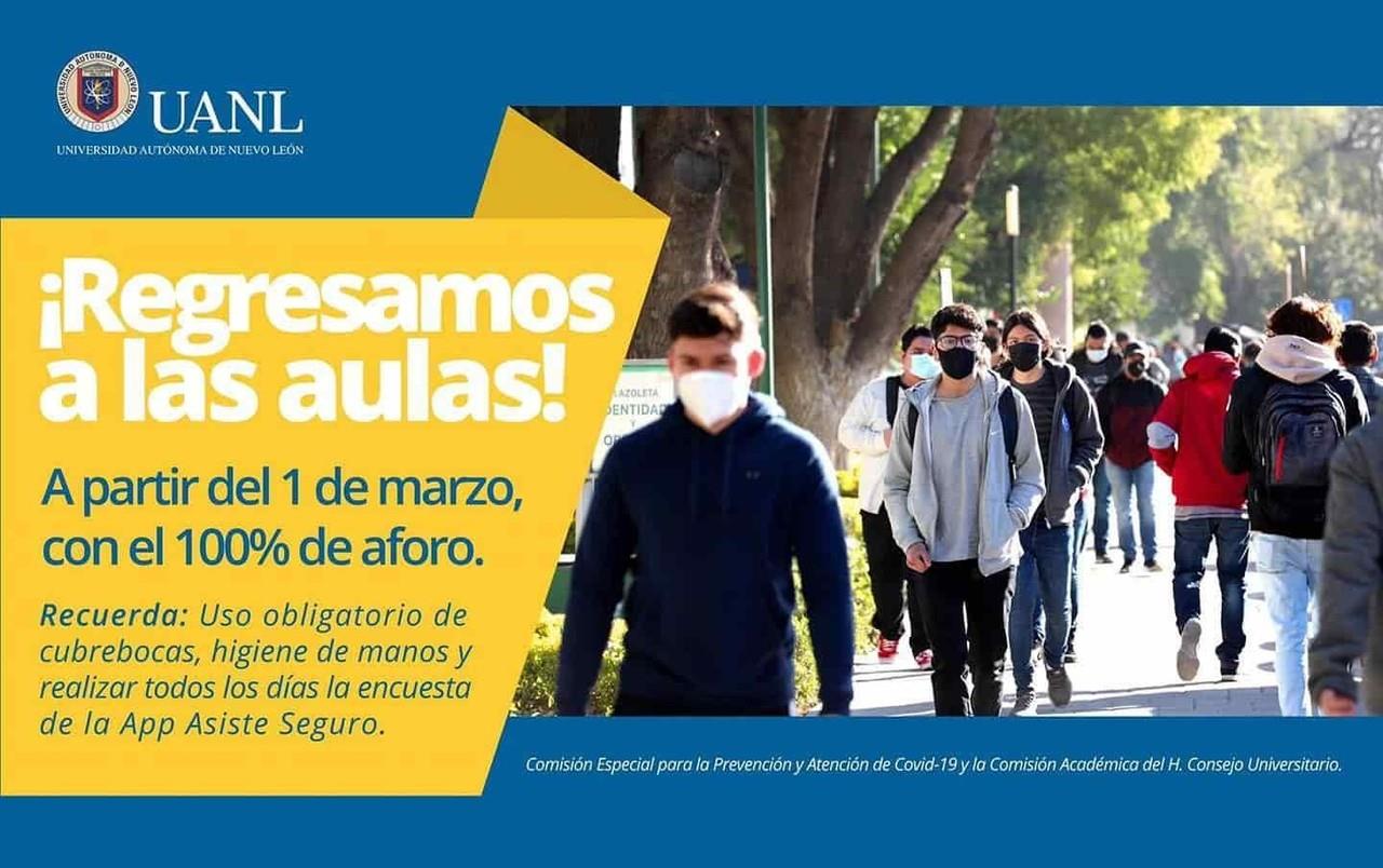 Anuncia UANL regreso a clases 100% presenciales a las aulas