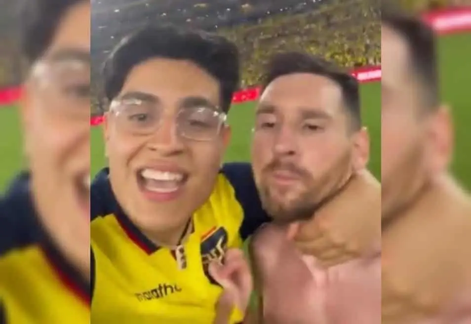 ¡Óigame no! Fan casi ahorca a Messi de la emoción