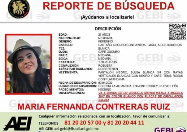 Buscan a joven desaparecida en la colonia La Alhambra de Monterrey