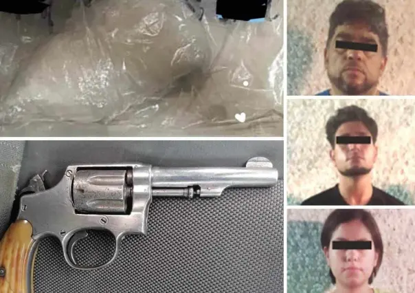 Aseguran droga, un arma y un coche; detienen a 3 en Santiago en operativo