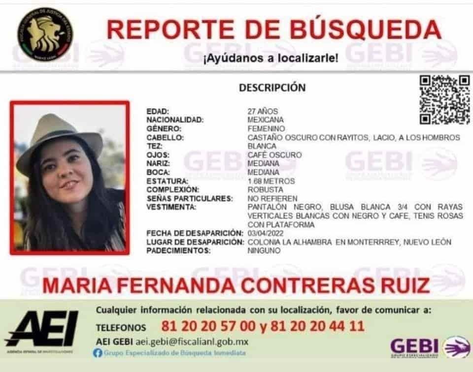 Localizan a María Fernanda sin vida en Apodaca