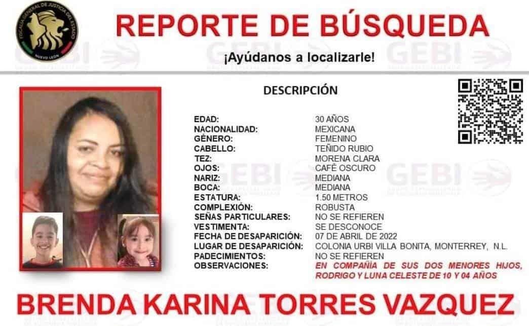 Desaparece mujer junto a sus hijos en Monterrey