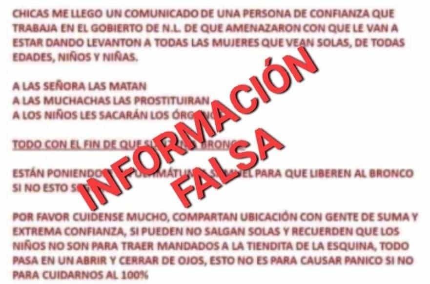 Desmiente Fiscalía secuestros de mujeres y trata de personas en Nuevo León