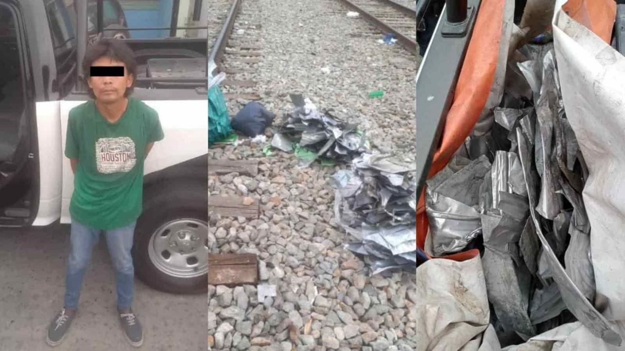 Detienen a chiapaneco por robo de chatarra en vagón del tren