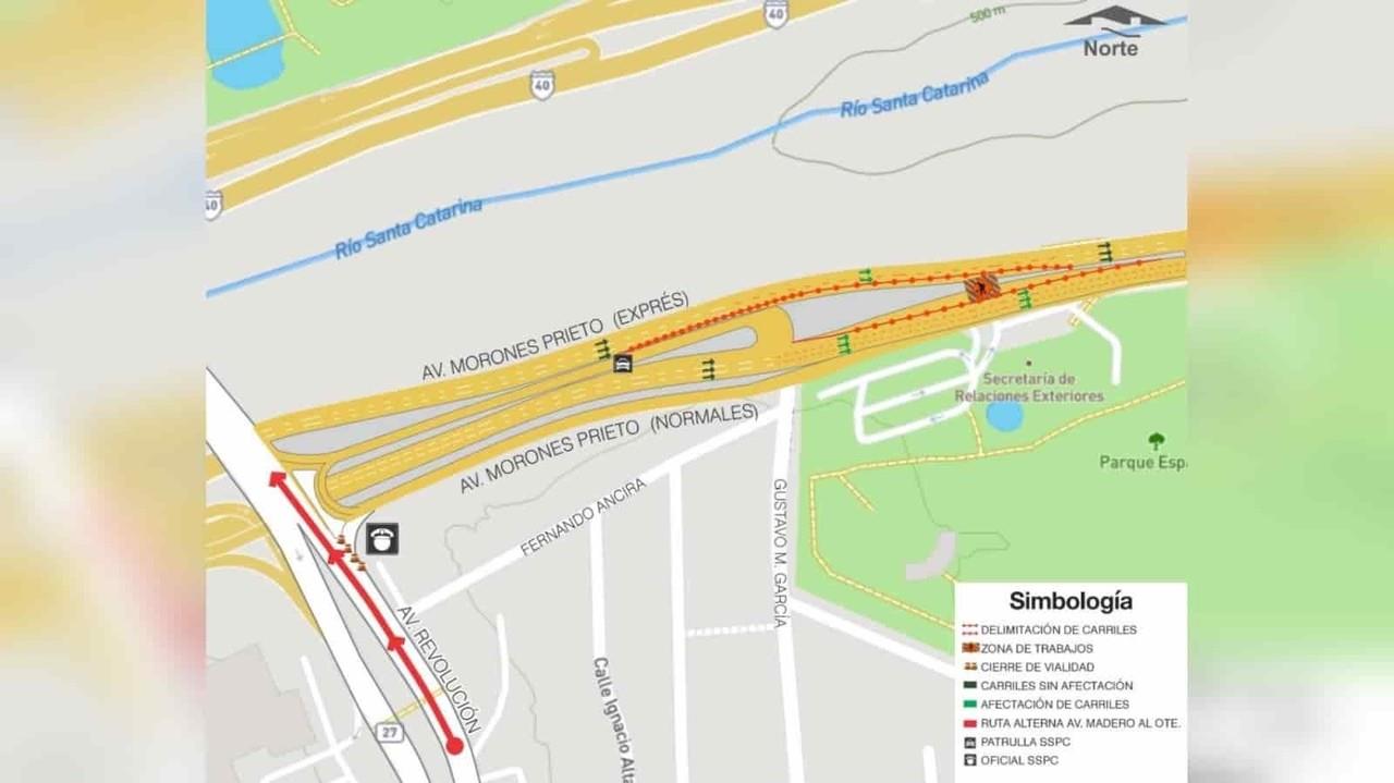 ¡Lunes de tráfico! Cerrará Monterrey dos carriles de Morones Prieto