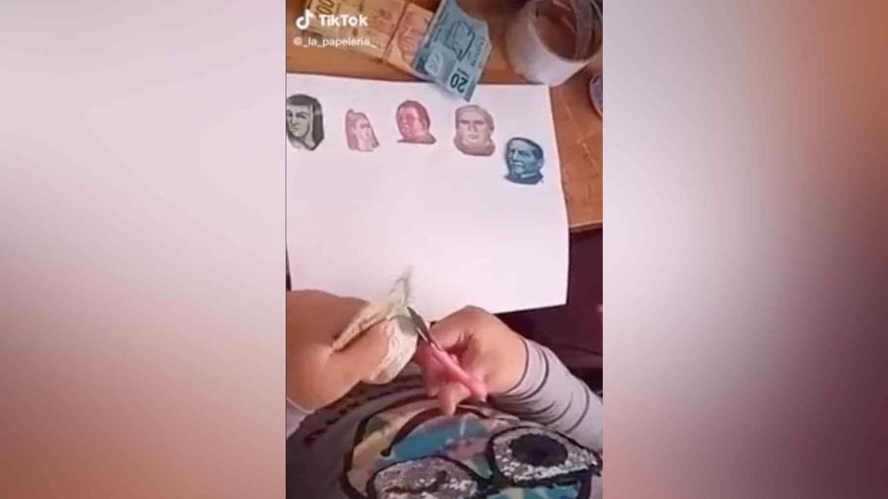 ¡Salió cara la tarea! Pequeña recorta billetes para hacer collage