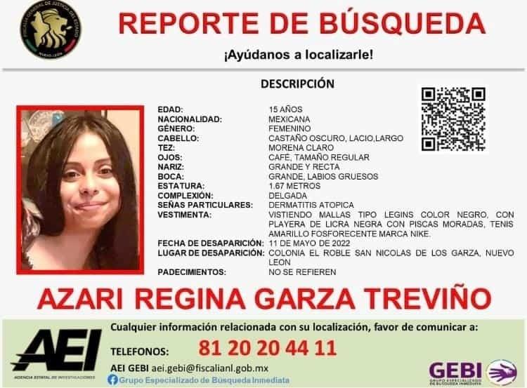 Buscan a quinceañera desaparecida en la colonia El Roble de San Nicolás