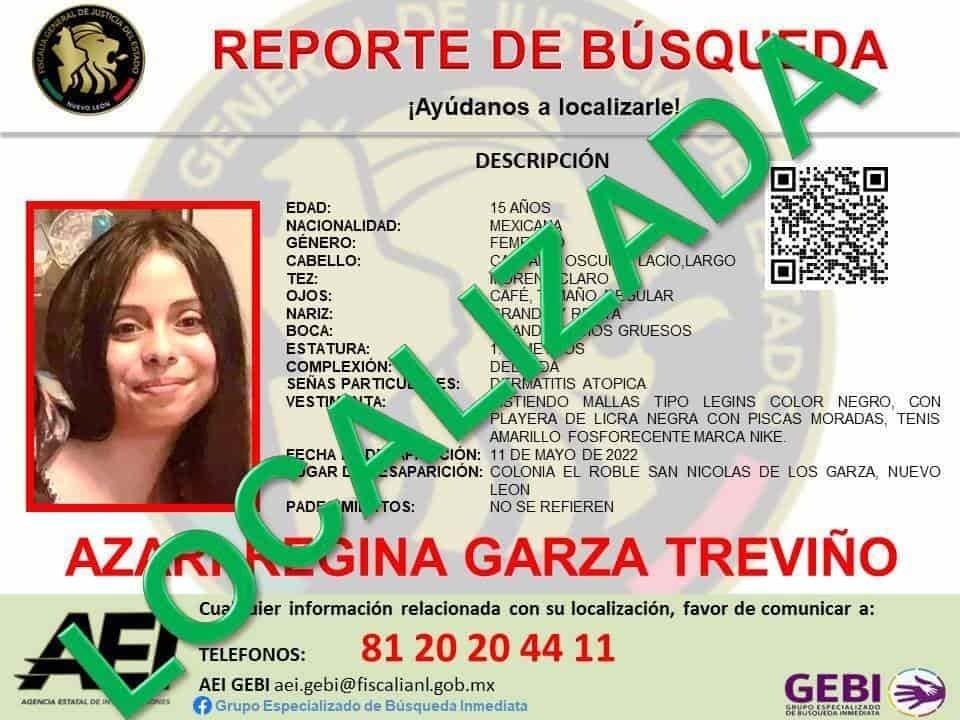 Localizan a menor desaparecida en San Nicolás