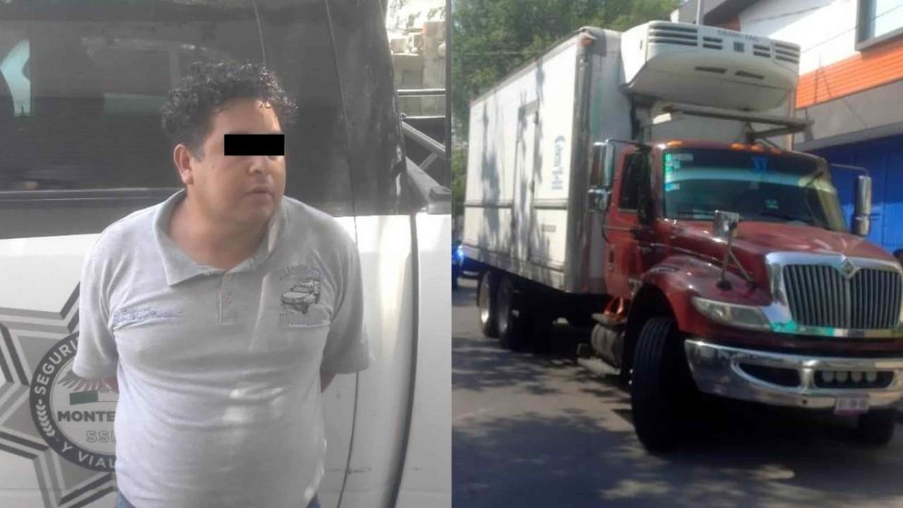 Detienen a hombre al conducir camión con reporte de robo