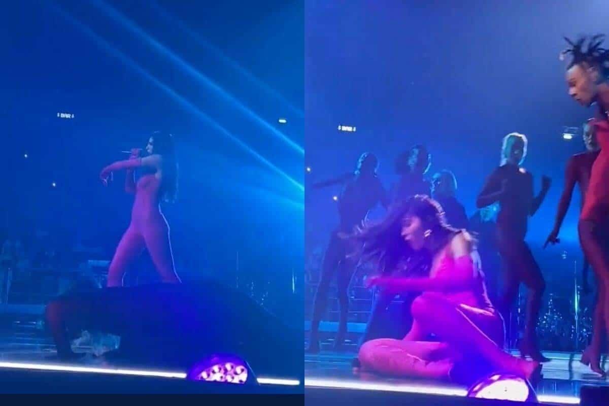 Cae Dua Lipa de escenario y descubren que hacía playback