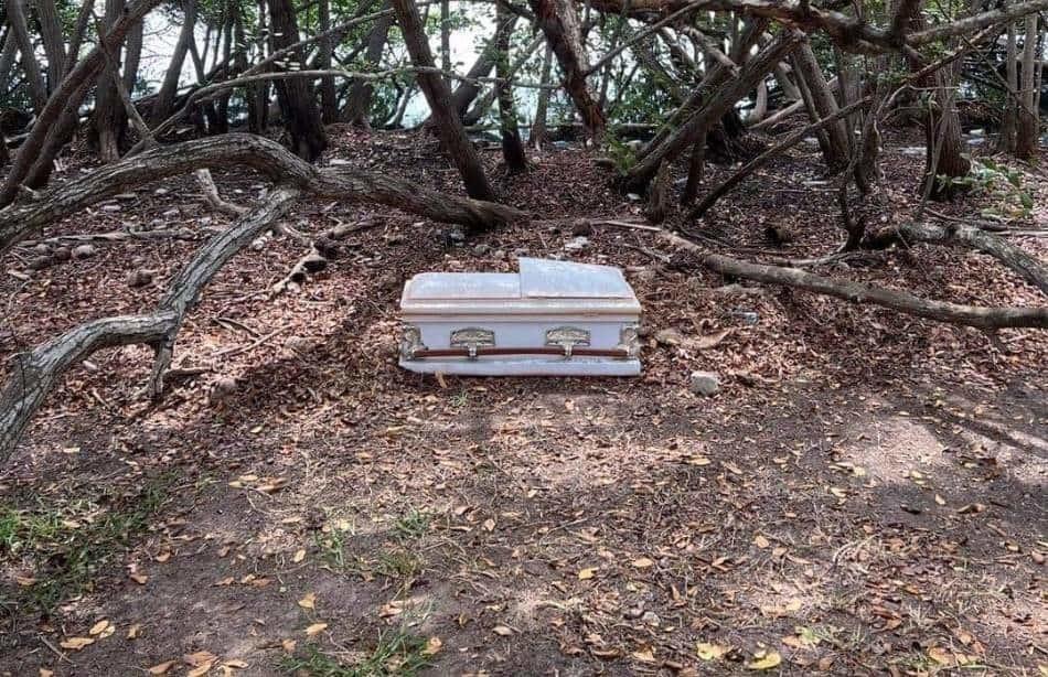 ¡De miedo! Aparece ataúd infantil en terrenos de la Laguna del Carpintero