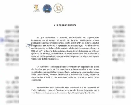 Piden abogados dejar conflictos inútiles entre poderes del Estado