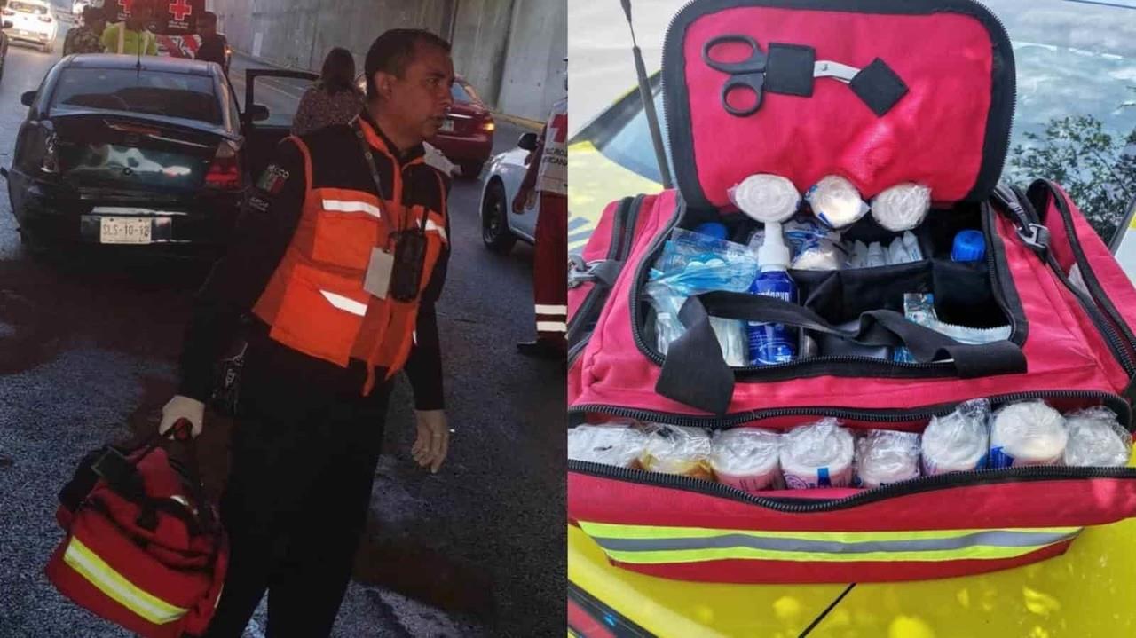 Atiende Capitán de Tránsito de Monterrey a motociclista lesionado