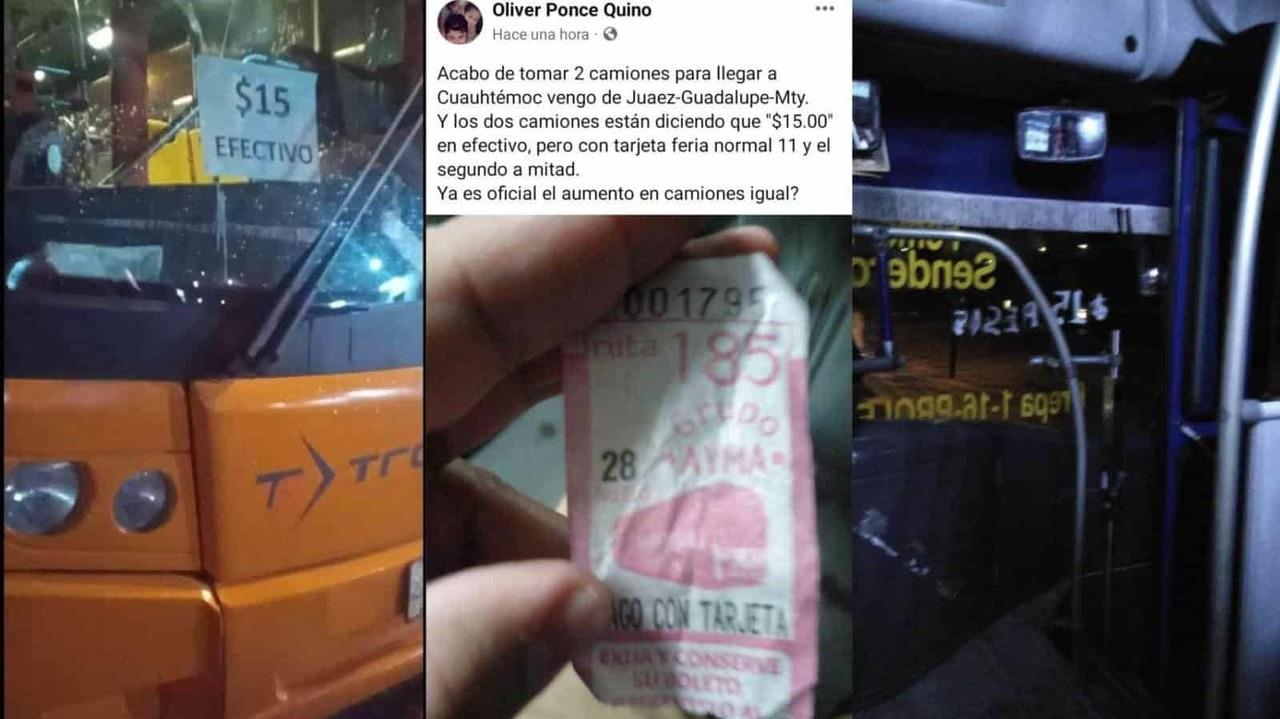 Aplican tarifazo de 15 pesos en transporte urbano