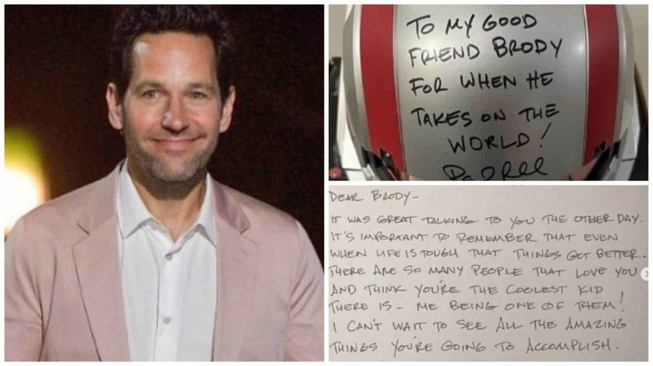 Paul Rudd regala a niño un casco autografiado de Ant-Man