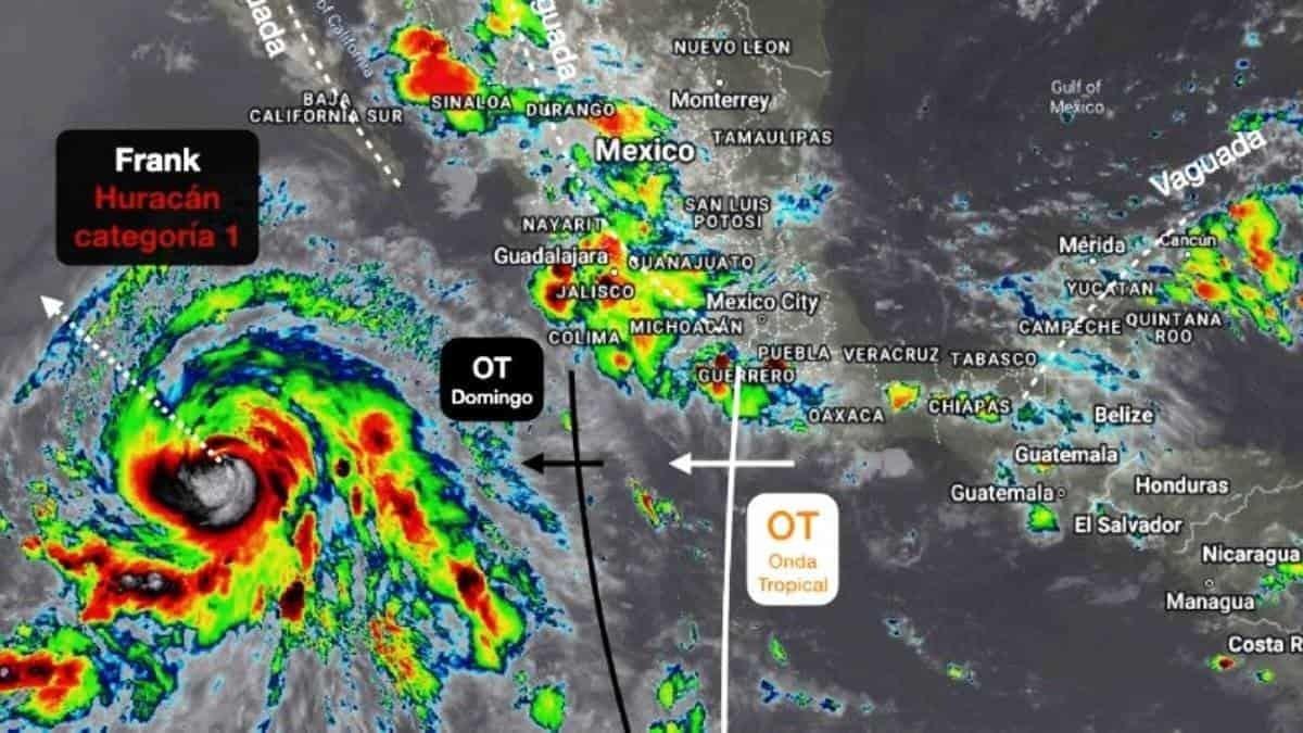 Centro de Huracán Frank categoría 1 está en Cabo San Lucas, no hay riesgo