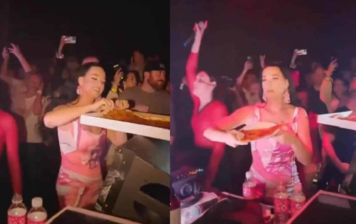 VIDEO: Katy Perry lanza rebanadas de pizza en un antro