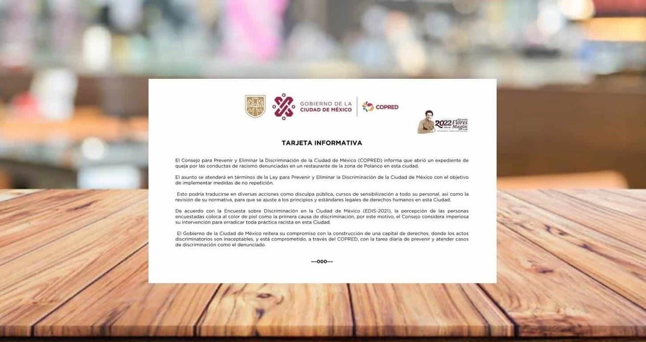 Le cae la Conapred a Sonora Grill Masaryk tras denuncias de racismo