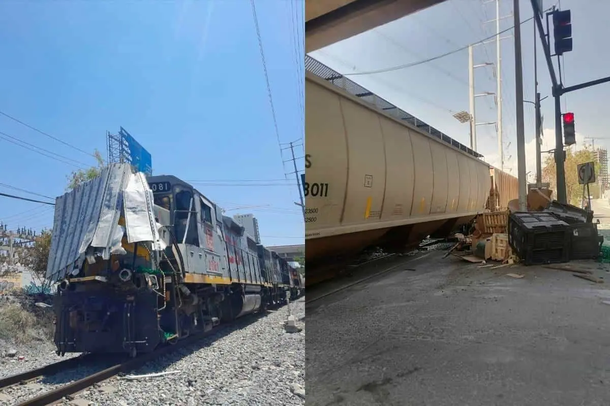 VIDEO: Impacta tren a tráiler en Monterrey, hay dos personas con crisis