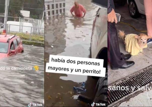 Abuelitos quedan atrapados por inundación en Guadalajara, mira el rescate