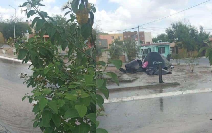 Tinaco cisterna truena en Salinas Victoria y agua termina en las calles