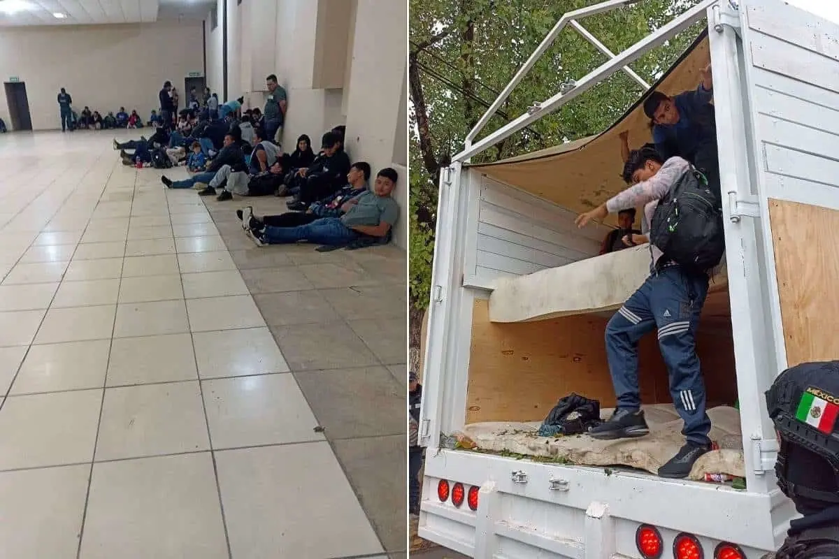 Rescatan a 267 indocumentados que llevaban en camiones en Galeana