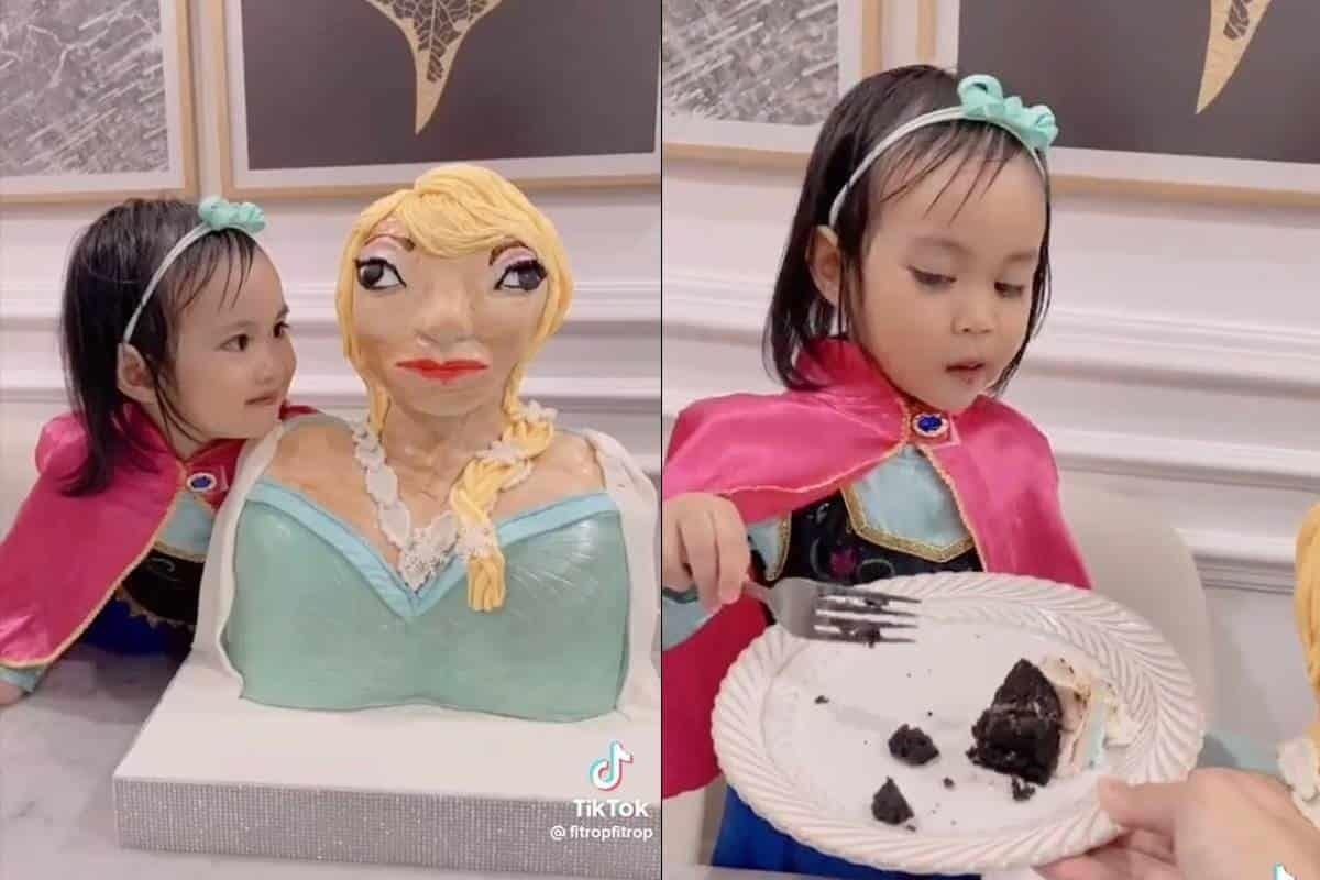 VIDEO: Niña se sorprende al recibir su pastel de Frozen