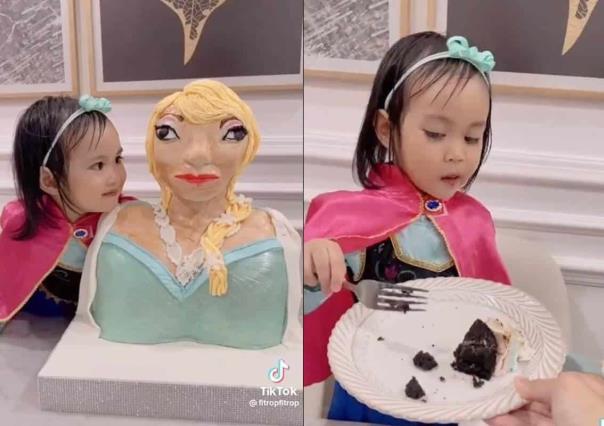 VIDEO: Niña se sorprende al recibir su pastel de Frozen