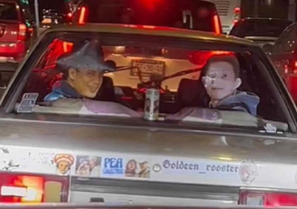 Valentín Elizalde y Octavio Ocaña aparecen en auto; miran a conductores