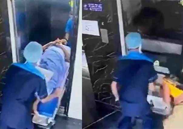 Elevador de hospital se desploma con paciente en camilla