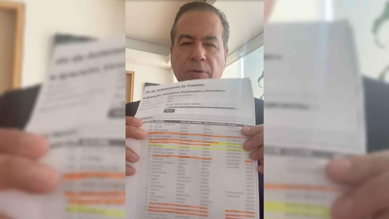 Ricardo Mejía señala a políticos por acaparar tierra ejidal en Viesca