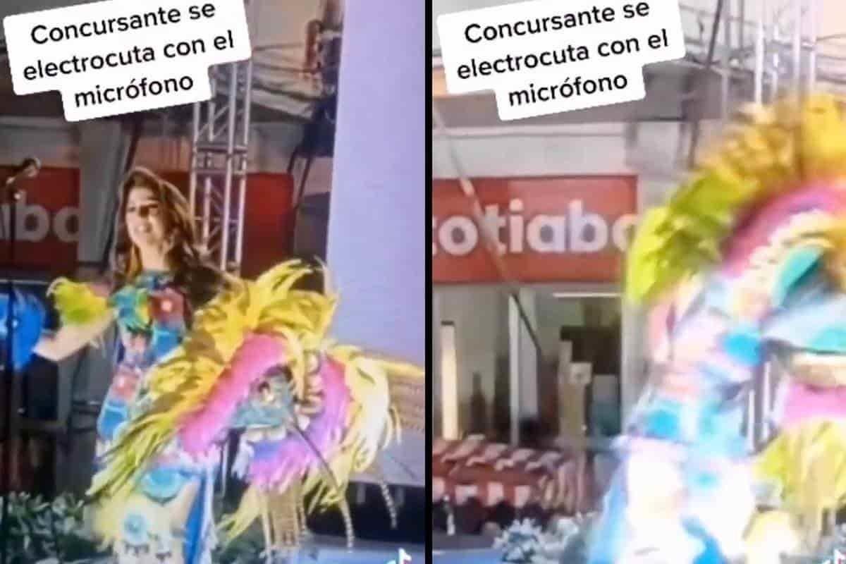 VIDEO: Concursante se electrocuta en certamen Señorita Sahuayo 2022