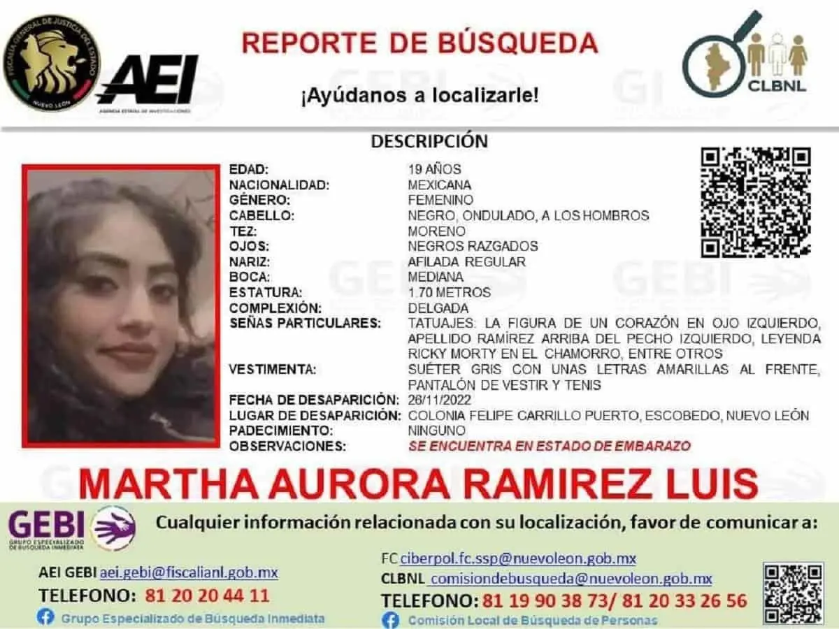 Desaparece mujer embarazada en Escobedo
