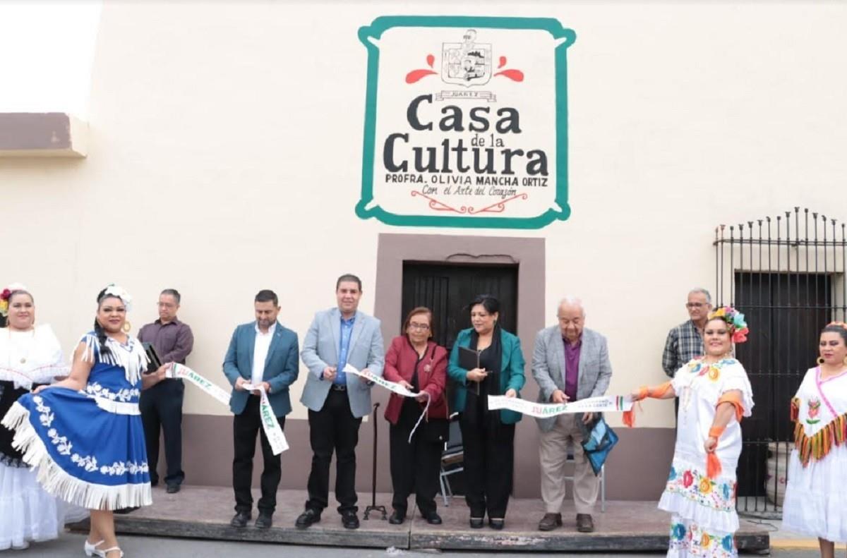 El alcalde de Juárez, Francisco Treviño Cantú, inauguró la Casa de la Cultura Profesora Olivia Mancha Ortiz, donde se impartirán distintos cursos. Foto: Gobierno de Juárez