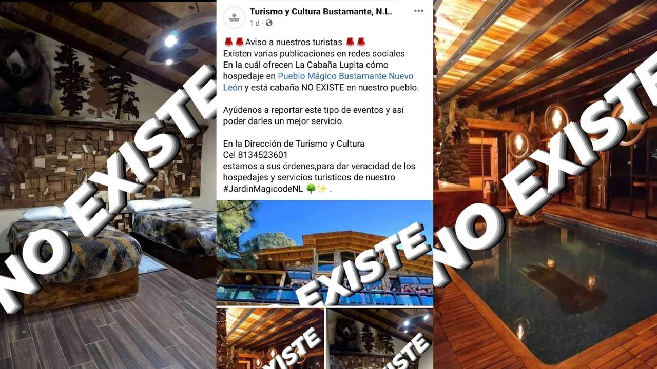 Las autoridades aseguraron que dicha cabaña no se encuentra en su municipio. Foto: Gobierno de Bustamante.