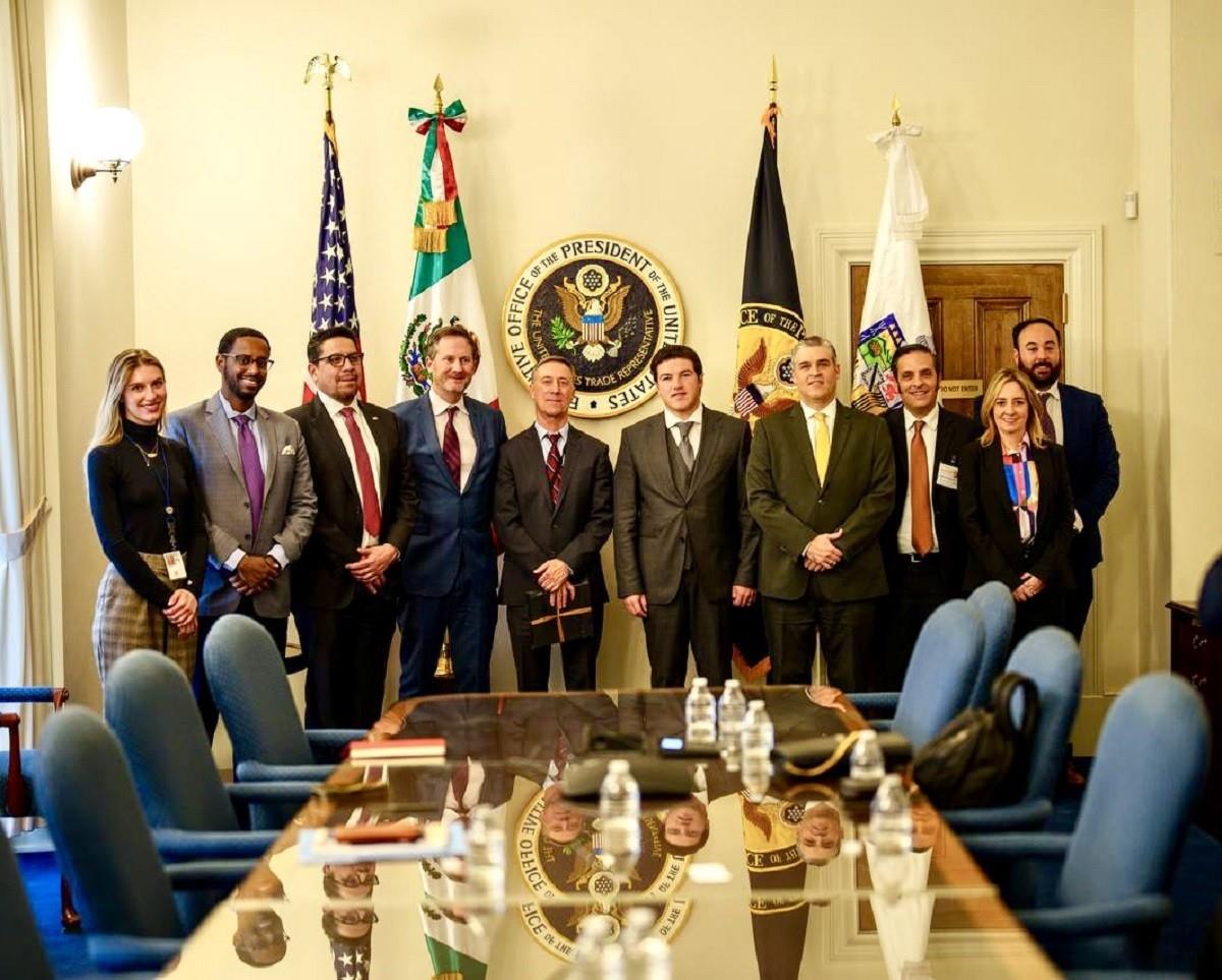 El gobernador Samuel García Sepúlveda llevó a cabo una reunión privada con miembros de la Office of the United States Trade Representative, para abordar las ventajas competitivas de invertir en Nuevo León, así como los Planes de Desarrollo Regional. Foto: 