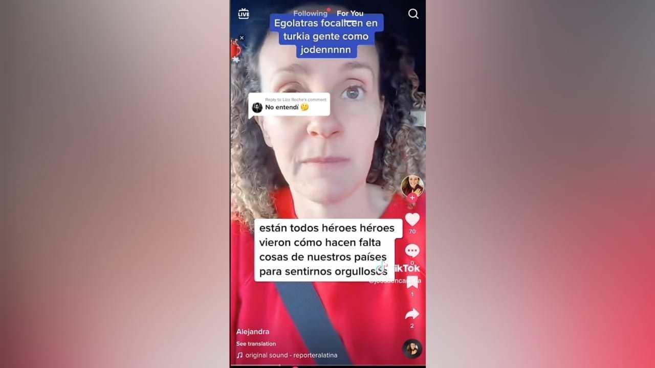 La mujer identificada como Alejandra o Reportera Latina aseguró a travñes de TikTok estar harta por los videos de los binomios caninos mexicanos. Foto: Captura de pantalla