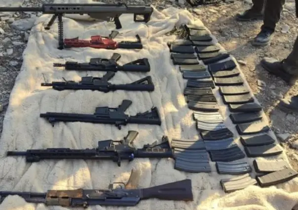 Guardia Nacional asegura tractocamión y armamento en Vallecillo, Nuevo León