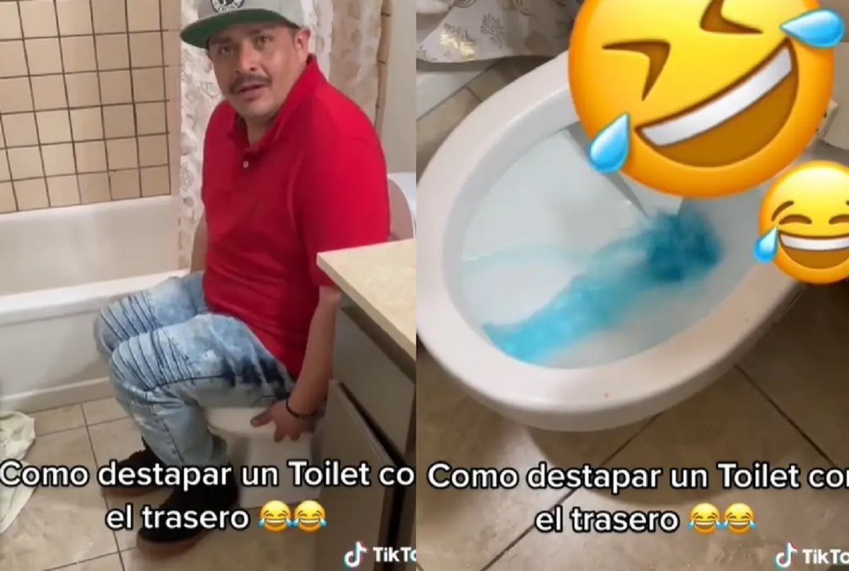 Un hombre demostró que se puede destapar la taza del baño con el trasero, técnica que aprendió en la cárcel. Foto: TikTok gelipeysupaisano