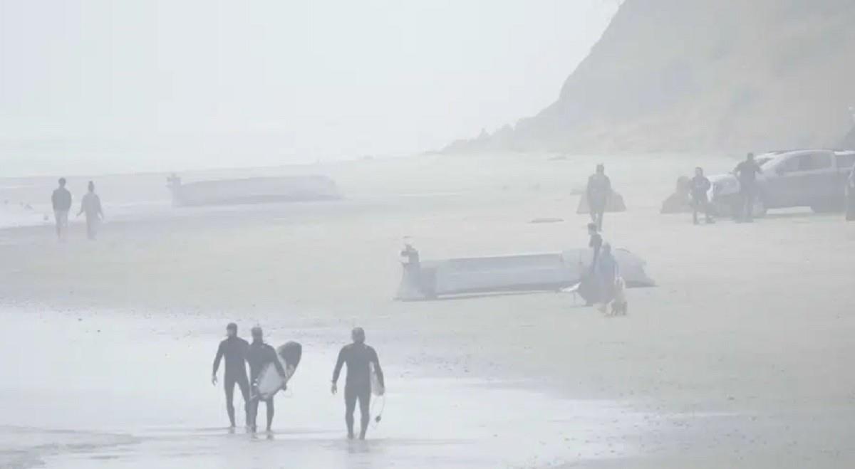 Los equipos de la Guardia Costera y del Departamento de Bomberos y Rescate de San Diego sacaron los cuerpos de ocho adultos del agua, pero la espesa niebla impidió la búsqueda de más víctimas. Foto: Associated Press