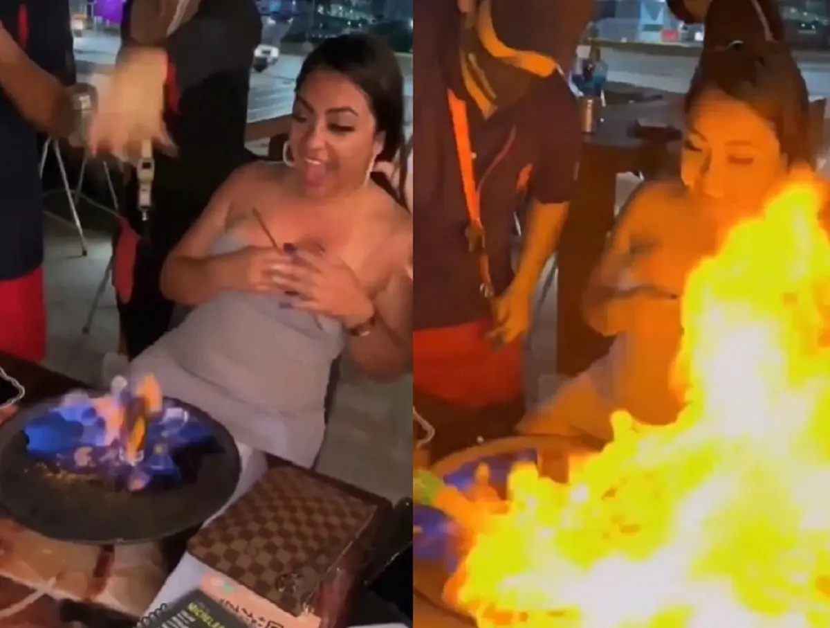 Una mujer que celebraba su cumpleaños recibió un flamazo a causa de una bebida a la que le prendieron fuego. Foto: Instagram planetofthefoos
