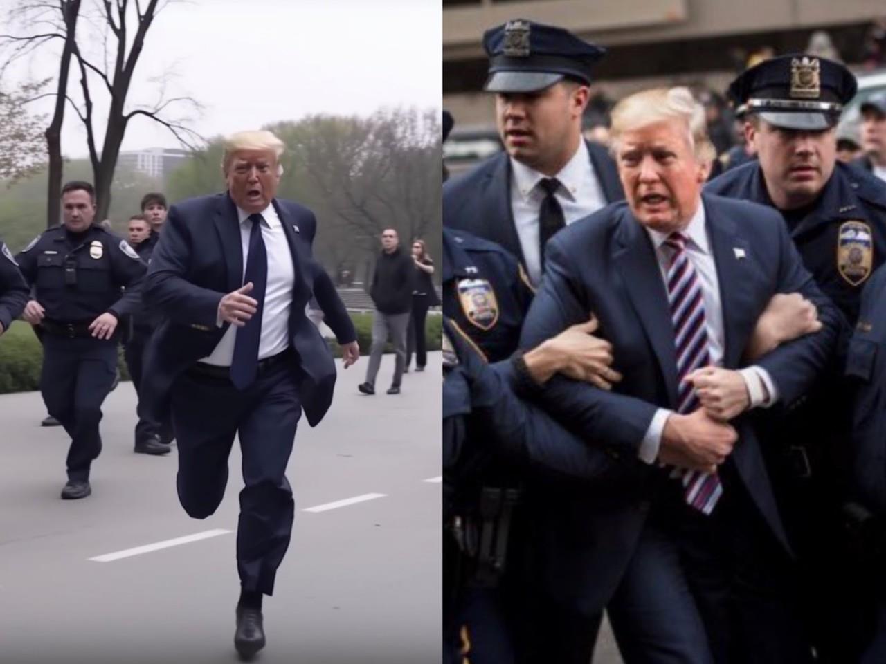 Fotos de Donald Trump siendo detenido, creadas por una IA. Foto: Especial.